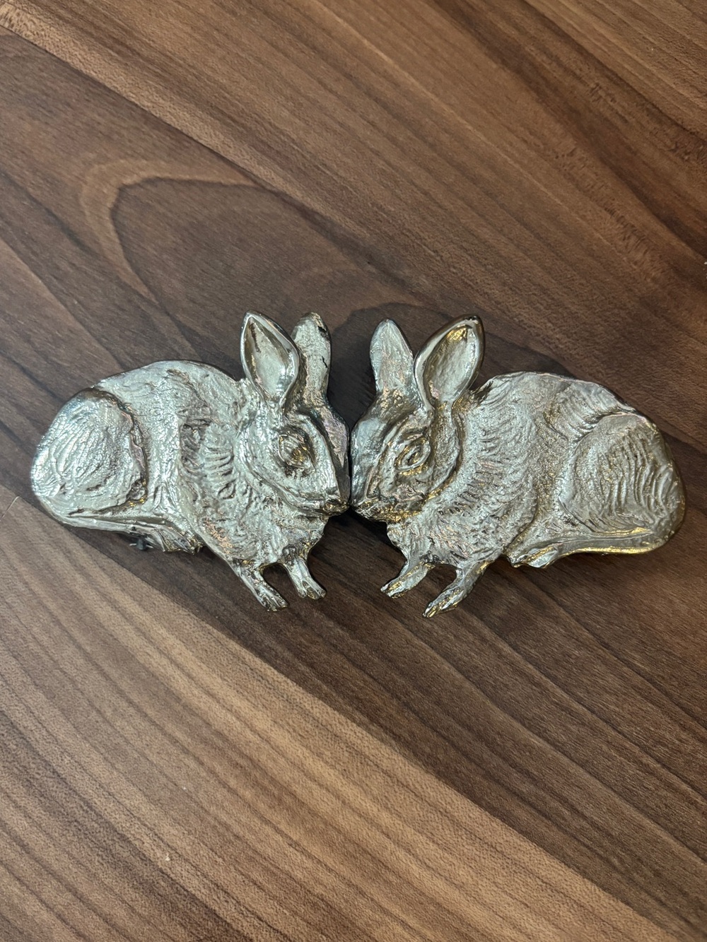 VTG 1973 Mimi Di N Signed Interlocking Bunny Rabbit Belt Buckle Silver Tone Rare